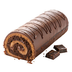 Chocolate swiss roll. isolated on white background.