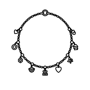black charm bracelet outline clip art preview