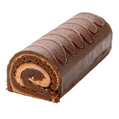 Chocolate swiss roll. isolated on white background.