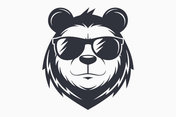 A minimalist shows cool bear wearing sunglasses with a clean and stylish design