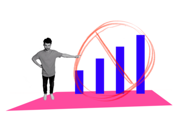 Creative collage image young irritated man annoyed angry face showing signal columns crossed sign blocked banned network no connection