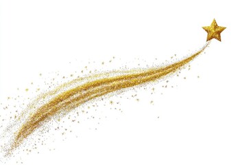 Golden star trails against white background