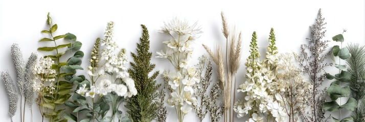 Arrangement of dried and fresh greenery