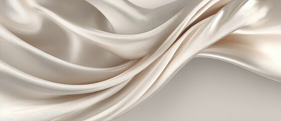 Obraz premium Smooth, flowing cream-colored silk fabric drapes elegantly
