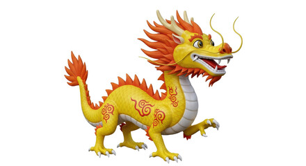 Obraz premium Isolated golden dragon sculpture against a neutral backdrop, symbolizing Chinese New Year