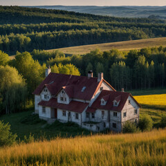 Fototapeta premium rural landscape with a house