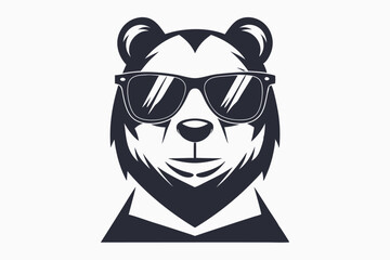 Bear head wearing sunglasses with a suit looks cool and confident in the image