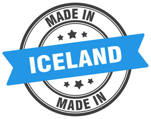 Made in Iceland round sign. Made in Iceland stamp.