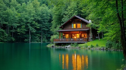 Charming Lakeside Cottage Surrounded by Lush Greenery, Perfect for Relaxation and Scenic Views