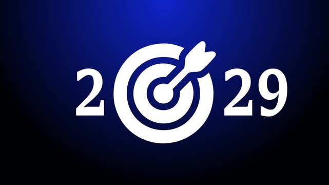 2029 in the form of numbers and darts instruments on a blue background.Business targets refer to specific, measurable goals or objectives that a company sets to achieve within a defined time frame.