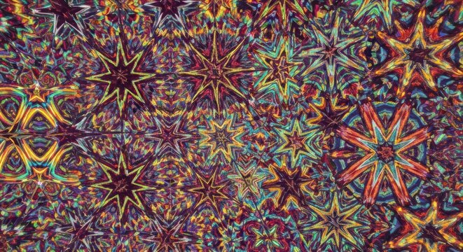 Abstract pattern of repeating star shapes in vibrant colors
