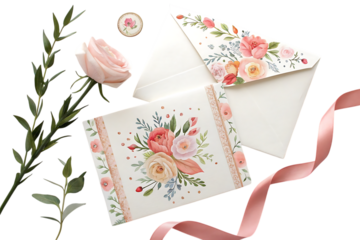 Floral letter and envelope still life vintage charm elegance