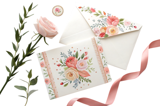 Floral letter and envelope still life vintage charm elegance - Powered by Adobe