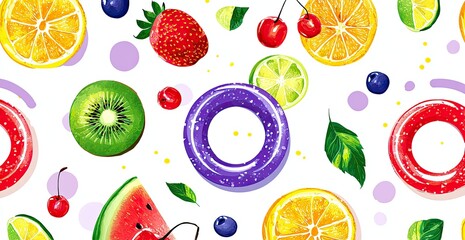 Fruit slices and gummy rings pattern