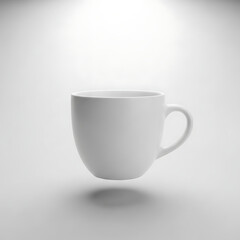 Fototapeta premium Minimalist White Coffee Mug with Subtle Shadow on Bright Grey Background