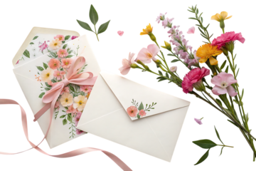 Floral letter and envelope still life inspiration beauty serenity