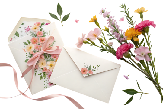 Floral letter and envelope still life inspiration beauty serenity