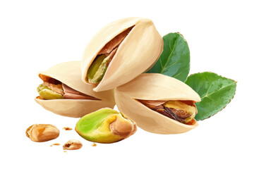pistachio nuts on white background