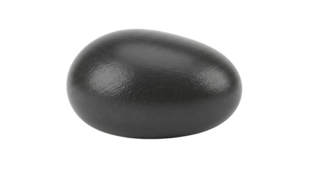 Isolated Smooth Stone Sphere or Oval Rock, Decorative Home Decor Object, Black Marble Texture