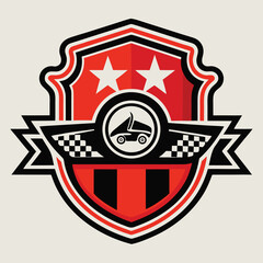 Vintage classic racing emblem with bold typography and geometric accents