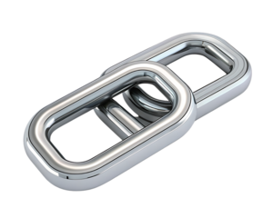 Two metal chains linked together strength white background, isolated on transparent background