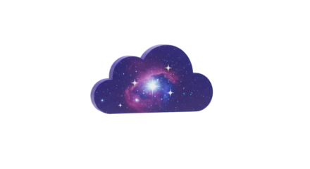 A captivating cloud icon, featuring a vibrant cosmic galaxy pattern, symbolizes advanced cloud computing, digital innovation, and boundless tech potential.