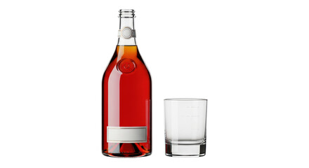Isolated Brandy Bottle and Glass