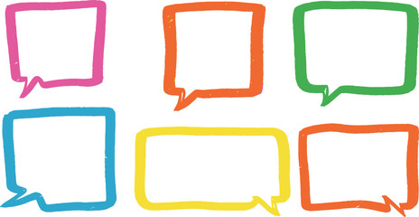 Fototapeta premium Colorful hand drawn empty speech bubbles set on transparent background