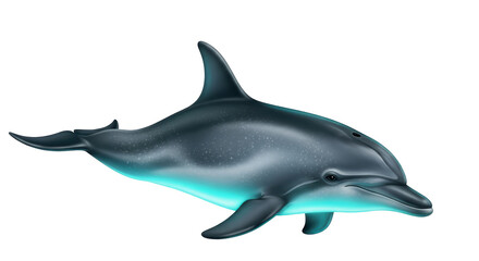 Obraz premium Isolated Dolphin swimming gracefully in the ocean, aquatic marine wildlife, close-up view