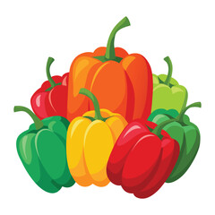 A Vibrant Pile of Red Yellow Green and Orange Bell Peppers on White bell pepper, peppers, paprika, capsicum.
