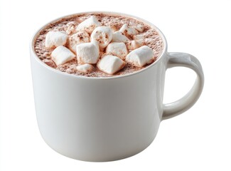 Hot chocolate with marshmallows in a white mug
