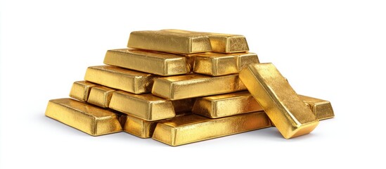 Gold bars stacked in a pyramid shape