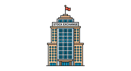 Obraz premium Stock Exchange Building Icon, Modern Financial Trading Center Illustration.