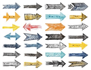 Hand-drawn arrows in various colors and styles