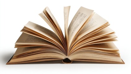 Open book, pages fanned, light brown