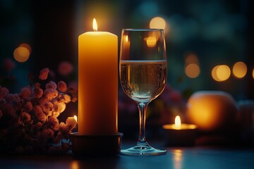 Champagne in the romantic atmosphere of lovers.