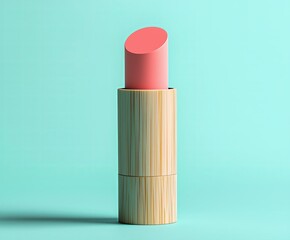 Pink lipstick in a bamboo case