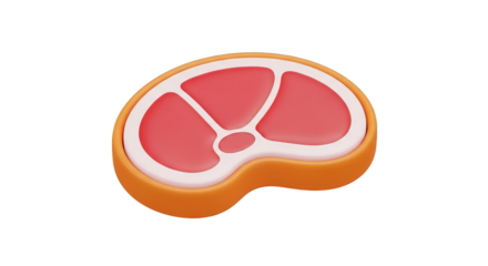 Stylized 3D rendering of a delicious meat steak, perfect for culinary themes and food illustrations.