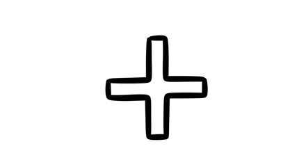 Obraz premium Hand-drawn plus sign illustration, simple black line art design
