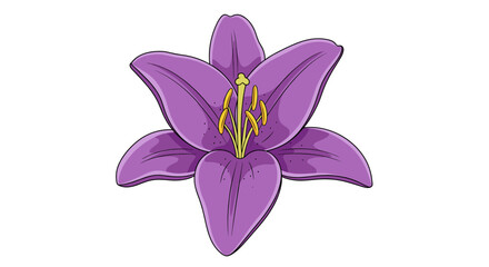 Elegant Cartoon Lily Blossom with Delicate Purple Petals Illustration