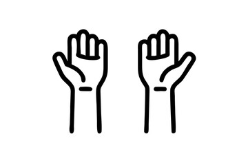 Obraz premium Hands raised up line and solid icon, Education concept, raising up hands in air sign on white background, raised arms icon in outline style for mobile concept and web design. Vector graphics .Hands R 