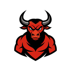 bull mascot logo with aggressive stance vector art