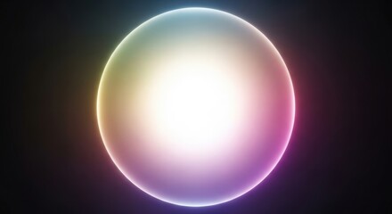 Glowing abstract orb with radiant colors illuminating dark background, futuristic concept art