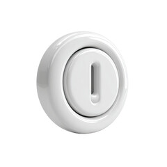 White circular button with a vertical slot