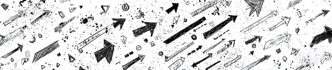 Abstract pattern of various hand-drawn arrows and shapes