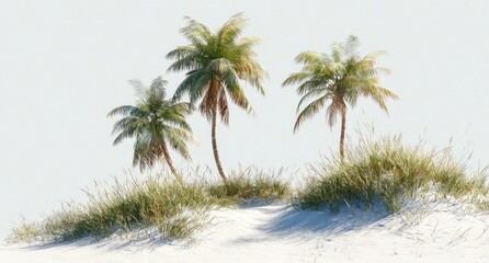 Three palm trees on a dune