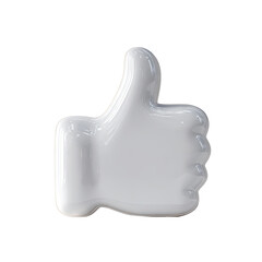 3D white thumbs up icon