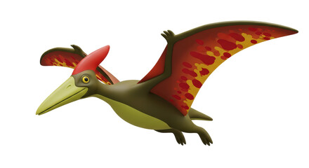 Isolated Pterodactyl flying with outstretched wings, prehistoric creature, cartoon vector © Sindre