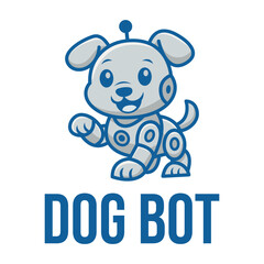 robot dog mascot flat minimalist logo design