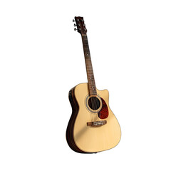 Obraz premium Light-colored acoustic guitar, angled view